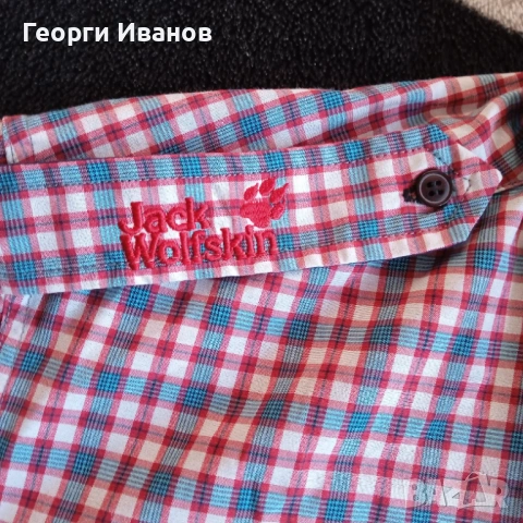%SALE! КАТО НОВА JACK WOLFSKIN Size M оригинална карирана риза с къс ръкав Джак Улфскин Plaid Shirt, снимка 5 - Ризи - 54350899
