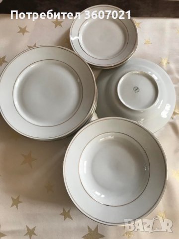 Порцеланови чинии на Изида, бели с 3 тънки златни канта, снимка 2 - Сервизи - 39705100