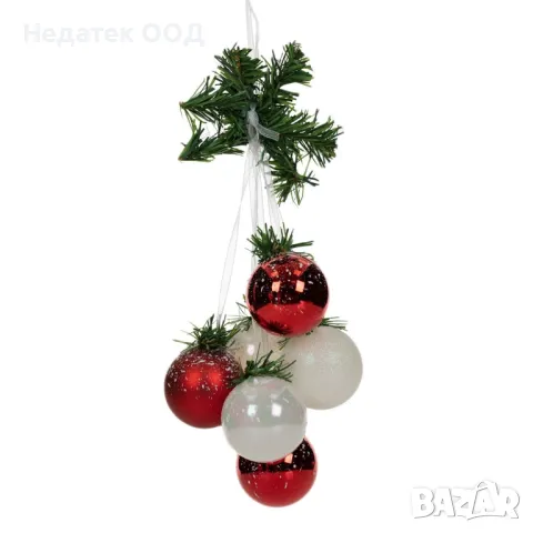 Коледна декоративна клонка, Черверн, 35см