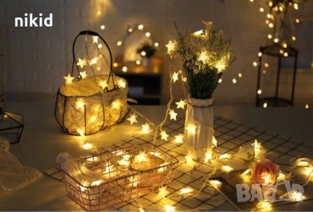 Светещи лампички гирлянд звездички Коледна украса декор парти, снимка 2 - Други - 30912042