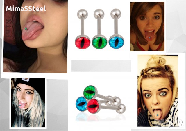 Пиърсинг обица за език Pterodactyl eye, снимка 4 - Други - 29654978