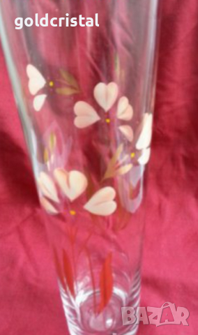 Ретро стъклена ваза  с позлата 