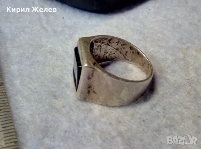 АРИСТОКРАТИЧЕН КЛАСИЧЕСКИ МОДЕЛ СРЕБЪРЕН ПРЪСТЕН СРЕБРО 925 с ЮВЕЛИРНО ШЛИФОВАН ЧЕРЕН ОНИКС 49980, снимка 3 - Пръстени - 50024975