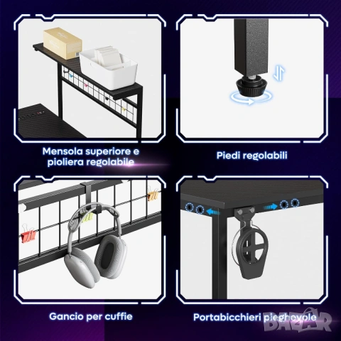 НОВО Бюро  L-образно с контакти и LED осветление, снимка 3 - Бюра - 54213877