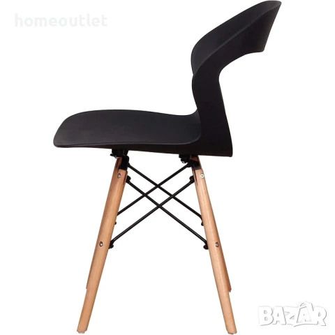 Модерни столове с крака от масивна дървесина и седалка от полипропилен, к-кт от 6 бр. LQ-266YMS-6HEI, снимка 4 - Столове - 50984976