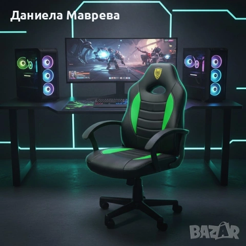 Детски геймърски офис стол – Спортен дизайн, ергономичен и регулируем, снимка 3 - Аксесоари - 53366503