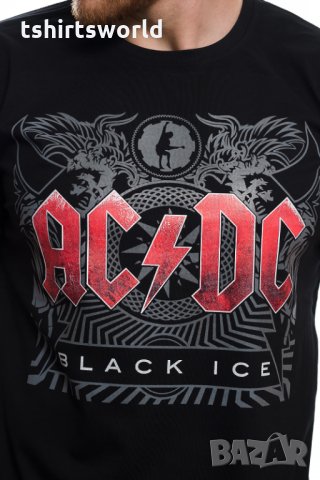 Нова мъжка тениска с дигитален печат на музикалната група AC/DC - Black Ice, снимка 2 - Тениски - 28337446
