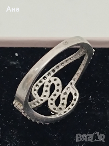 Красив сребърен пръстен обсипан с камъни ЖБ3, снимка 4 - Пръстени - 44697329