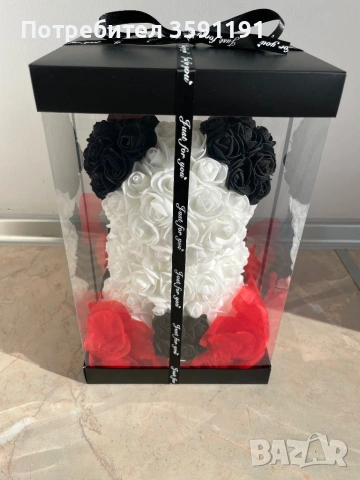 Сладка панда от рози-перфектен подарък за момиче,гадже или жена, снимка 3 - Декорация за дома - 53036829