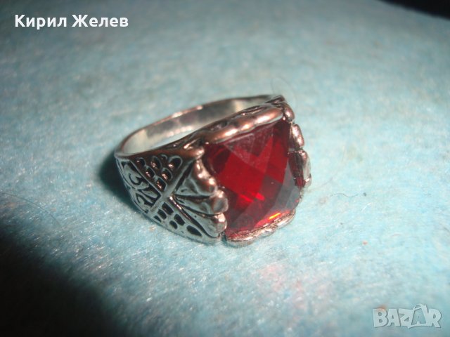 СТАР МЕДЕН ПОСРЕБРЕН ПРЪСТЕН с ЮВЕЛИРНО ФАСЕТИРАН ГОЛЯМ ГРАНАТ АРИСТОКРАТИЧНО АРТ ДЕКО БИЖУ 25194, снимка 9 - Пръстени - 34883916