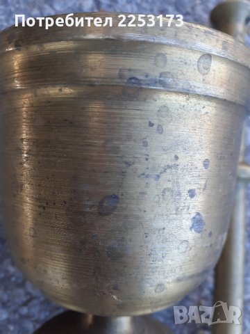 Среден месингови хаван с дълго чукало, снимка 3 - Декорация за дома - 32686049