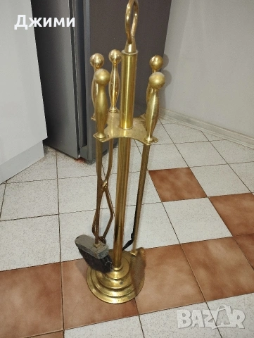 масивен бронзов каминен комплект, снимка 9 - Антикварни и старинни предмети - 53932138