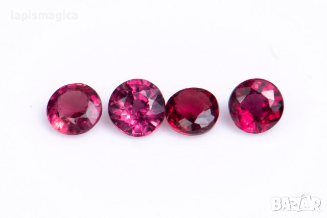 4 броя рубин 0.33ct 2.5mm нагрявани кръгла шлифовка