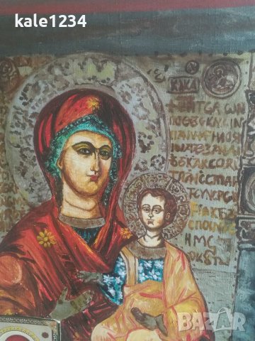 Икона. Картина. Платно. Маслени бои. Пресвета Богородица Одигитрия - Несебърска, снимка 3 - Антикварни и старинни предмети - 37915639