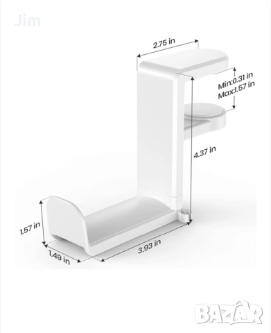 Държач за слушалки Xuigort, с държач за кабел, спестяване на място, черен, 17x11x3,8 см, снимка 2 - Слушалки, hands-free - 54155397