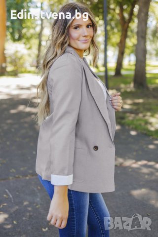 Дамско сиво сако с ревер, снимка 4 - Сака - 44321568