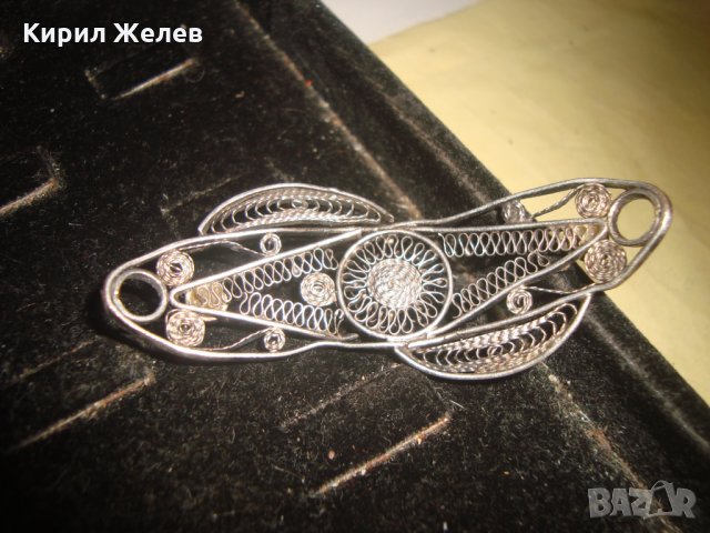 СРЕБЪРНА ФИЛИГРАННА АРТ ДЕКО ШНОЛА ФИБА за КОСА с ЦИРКОНИ МАЙСТОРСКА ЮВЕЛИРНА СТАРА РАБОТА 24071, снимка 13 - Антикварни и старинни предмети - 33789665