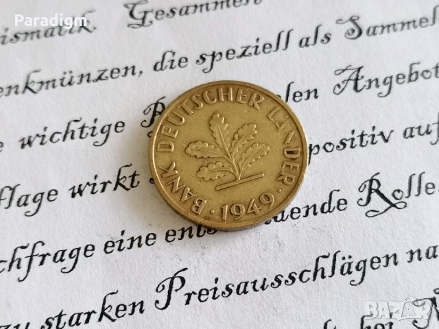 Монета - Германия - 10 пфенига | 1949г.; серия J, снимка 2 - Нумизматика и бонистика - 29356824