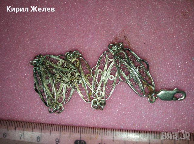 СТАРА ВЪЗРОЖДЕНСКИ СТИЛ ФИЛИГРАННА СРЕБЪРНА ГРИВНА ВИСОКА ПРОБА СРЕБРО РЪЧНА МАЙСТОРСКА РАБОТА 41991, снимка 6 - Антикварни и старинни предмети - 44423967