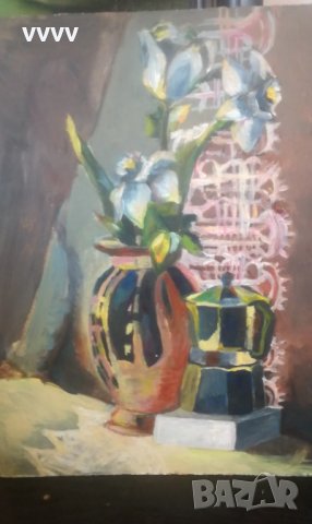 Стара картина масло 46/55см, снимка 2 - Картини - 32109076