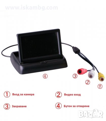 4.3 ИНЧА СГЪВАЕМ МОНИТОР ЗА КОЛА - код 1322, снимка 2 - Аксесоари и консумативи - 34017380