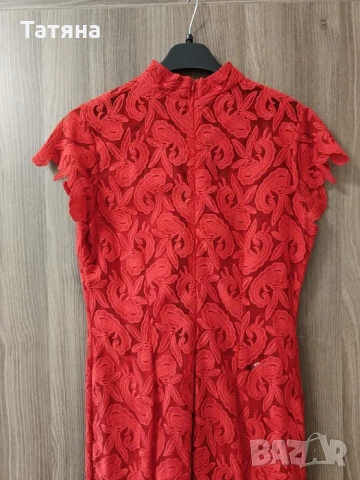 Червена официална дантелена рокля, снимка 2 - Рокли - 53107987