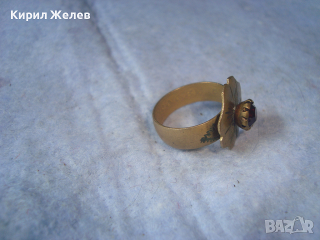 СТАРИНЕН БРОНЗОВ ПРЪСТЕН ЦВЕТЕ РЪЧНИ ОРНАМЕНТИс ЮВЕЛИРНО ФАСЕТИРАН ГРАНАТ МАЙСТОРСКА ИЗРАБОТКА 15117, снимка 14 - Антикварни и старинни предмети - 36422426