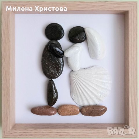 Подарък за сватба с морски камъчета и миди 