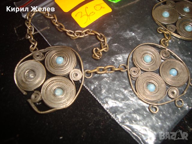 ВЪЗРОЖДЕНСКИ ПОСРЕБРЕН МЕДЕН НАКИТ с ТЮРКОАЗИ МАЙСТОРСКА ИЗРАБОТКА 61231, снимка 5 - Антикварни и старинни предмети - 30719799