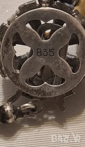 Перлена огърлица със красиво цвете с зелени кристали с сребарна закопчалка , снимка 3 - Колиета, медальони, синджири - 49199516