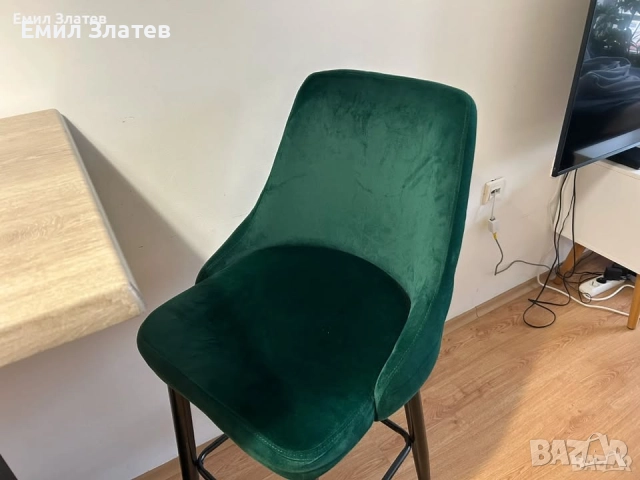 К-Т маса и Бар СТОЛОВЕ 2БР тъмнозелени/кадифе, снимка 5 - Столове - 52480796