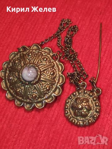 19в ВЪЗРОЖДЕНСКА РЯДКА БОГАТО ОРНАМЕНТИРАНА ДВОЙНА БРОНЗОВА ЗАБОДКА БРОШКА ЕТНО НАКИТ За НОСИЯ 34409, снимка 2 - Антикварни и старинни предмети - 39677495