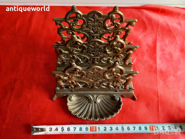 19 Век Стара Викторианска Бронзова Поставка за Писма, снимка 7 - Антикварни и старинни предмети - 51211428