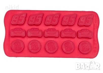 Макуин маккуин McQueen cars кола автомобил лого колите  силиконов молд форма фондан шоколад бонбони 