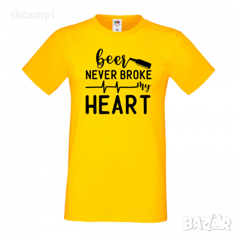 Мъжка тениска, Beer Never Broke My Heart,Бира,Бирфест,Beerfest,Подарък,Изненада,Рожден Ден, снимка 8 - Тениски - 36376815