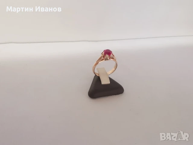 Златен руски пръстен с рубин 7, снимка 2 - Пръстени - 50558802