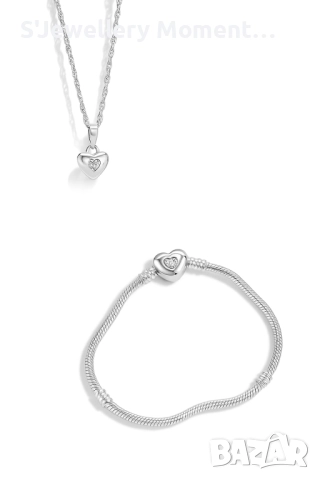 Сребърено колие PANDORA 925 Silver Heart, снимка 3 - Гривни - 46981471
