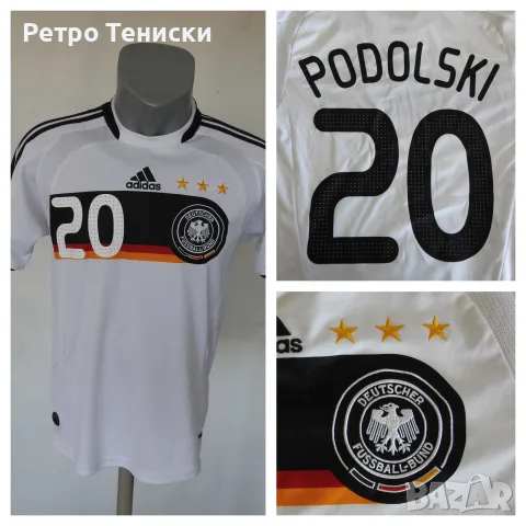 Тениска Germany — Домакински (Podolski #20) adidas — Деца размер L Бяло (сезон 2008)
