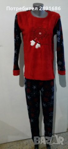 Дамска плюшена пижама различни разцветки, снимка 4 - Пижами - 34232834