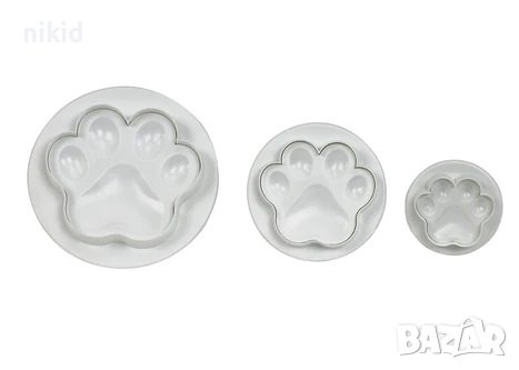 Пес Патрул Paw Pes Patrol 3 бр лапа лапи резци резец с бутало форми форма за сладки тесто фондан, снимка 3 - Форми - 37462128