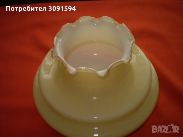 Ретро Стъклен Абажур За Полилей жълто двупластово стъкло, снимка 4 - Антикварни и старинни предмети - 42317759