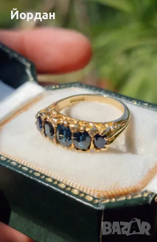 Антикварен дамски златен пръстен със скъпоценни камъни , снимка 2 - Пръстени - 49468075