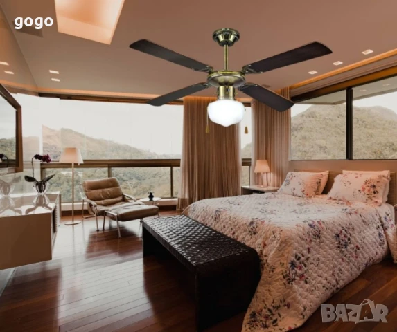 Вентилатор 42'' таванен, 60W осветление, 1бр крушки, снимка 4 - Вентилатори - 50489138