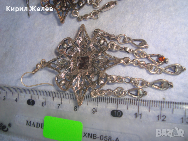 ПРЕКРАСНИ ПОСРЕБРЕНИ РЕТРО - ВИНТИДЖ БЕЛ ЕПОК СТИЛ СКЪПОЦЕННИ КРИСТАЛНИ ОБЕЦИ 14166, снимка 12 - Обеци - 36524967