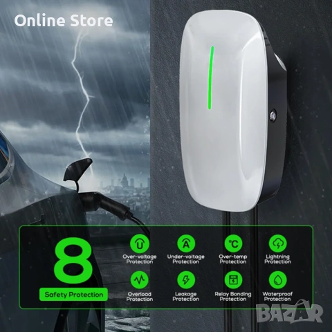 Зарядно устройство Type 2 за електромобил 7kW – 32A, Wi-Fi, 5 м кабел, IP65, снимка 7 - Аксесоари и консумативи - 54176345