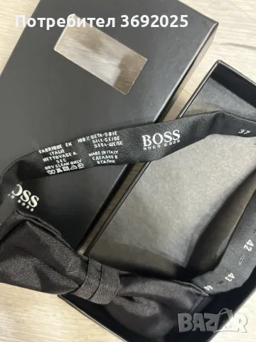 HUGO BOSS Копринена папийонка в черно, Подарък за мъже, снимка 2 - Ризи - 48410377