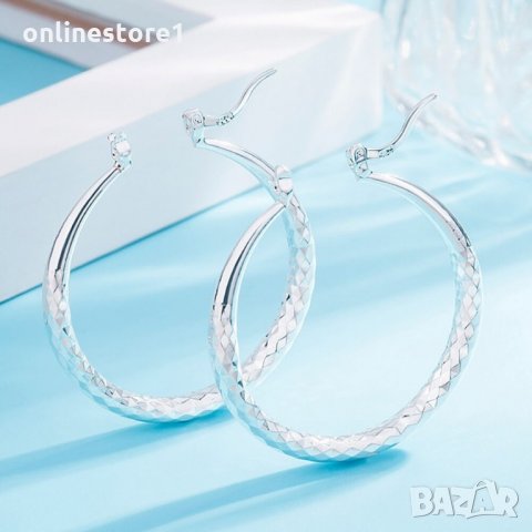 Сребърни обеци - Халки Глория 925 Код BH331, снимка 6 - Обеци - 29651454