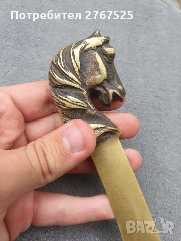 Стар Месингов Нож за писма глава на кон острие, снимка 4 - Други ценни предмети - 42203771
