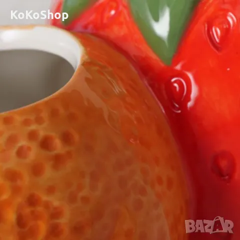 Ваза "Плодове"-22.5х9х8 см./ваза лимони,портокал,ягода/керамична ваза, снимка 3 - Вази - 49710438