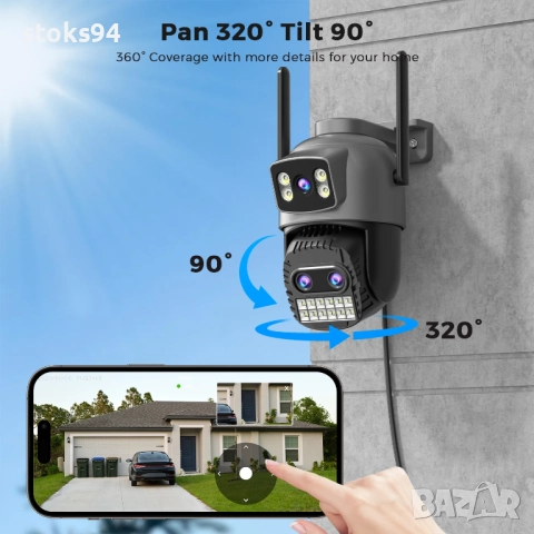 Промоция:15MP WiFi безжична камера, 4K Ultra HD, 3 обектива, 10X реално цифрово увеличение, AI, снимка 4 - Камери - 51983469